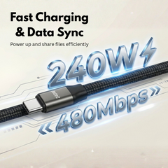 240W Type C to C Cable with 360 Degree Aluminum Stand