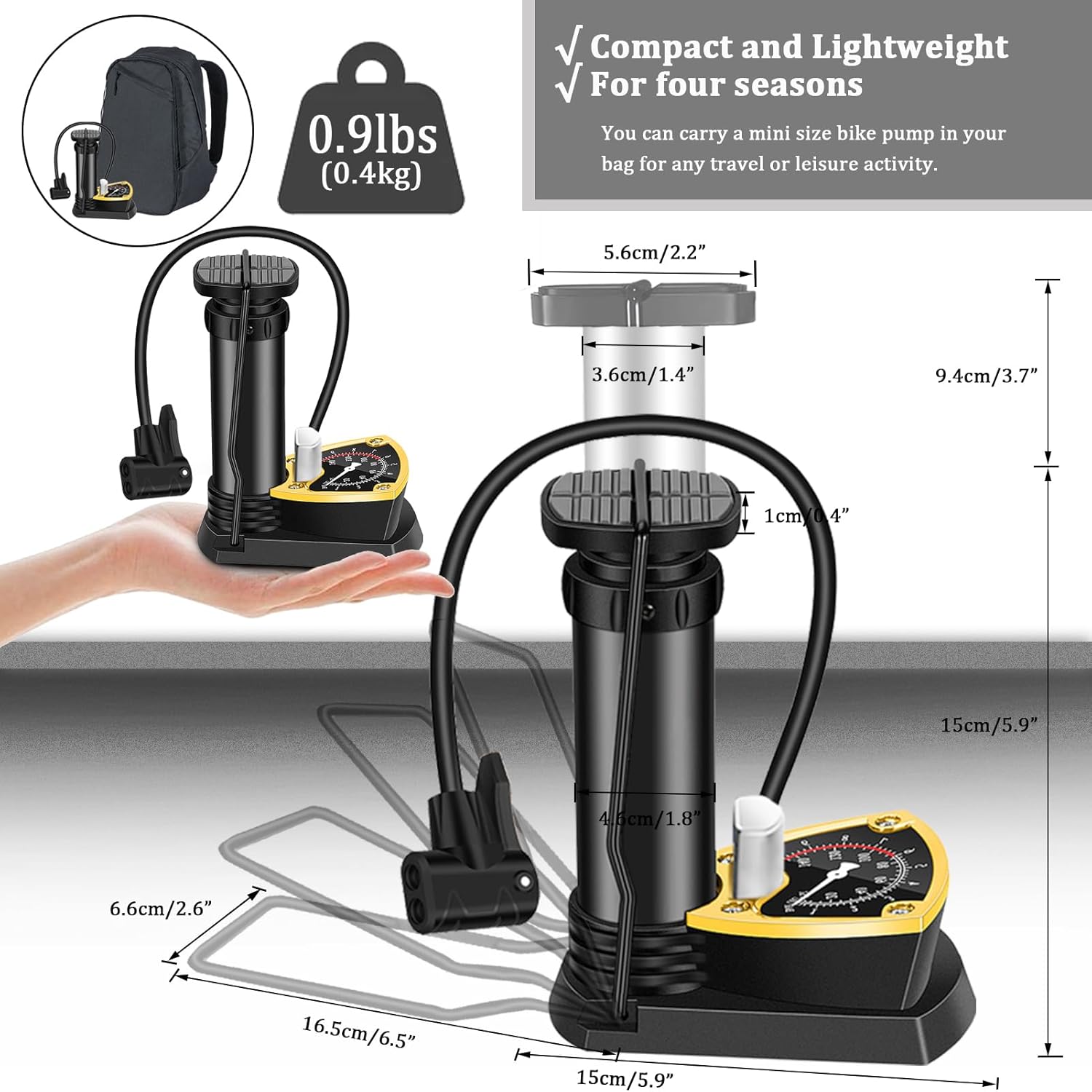 Foot Air Pump with Pressure Gauge