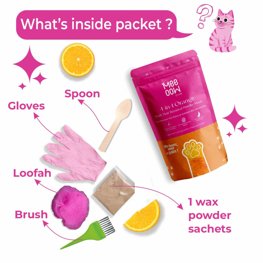 4-in-1 Orange Body Hair Removal Wax Powder Mask
