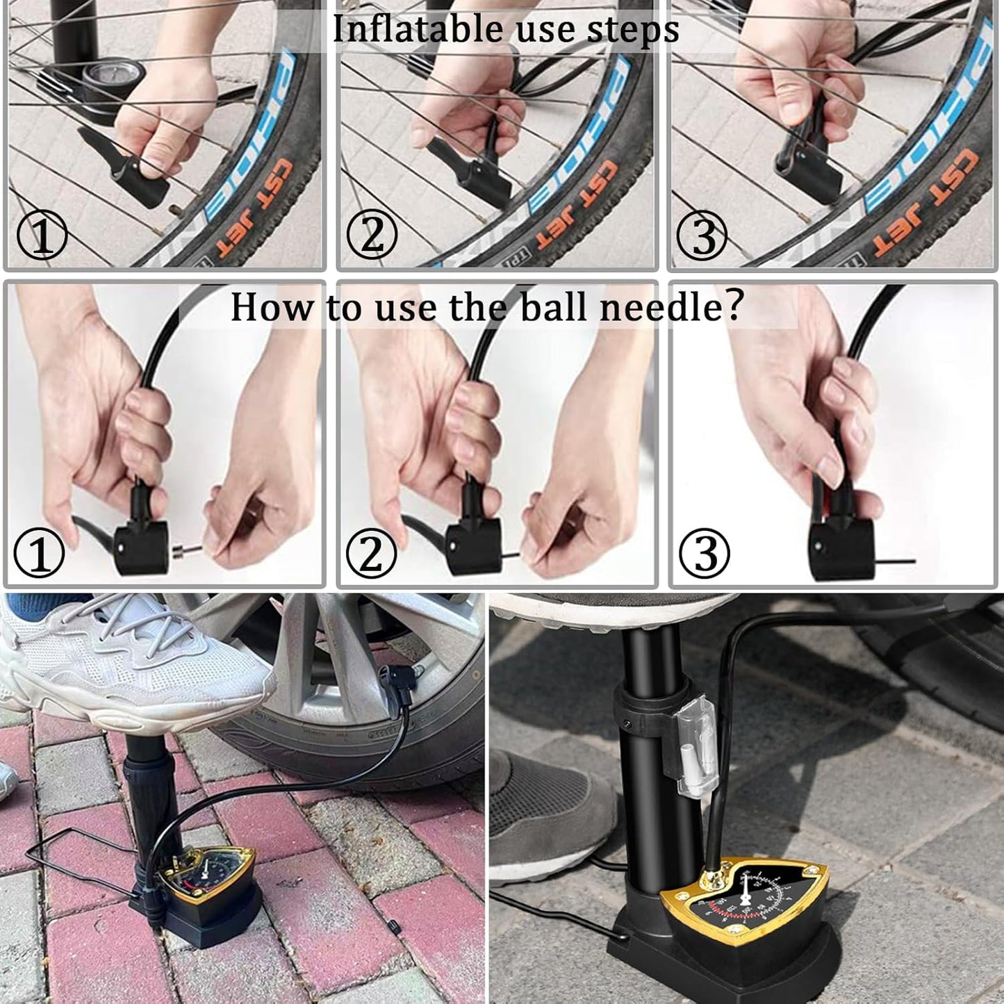 Foot Air Pump with Pressure Gauge