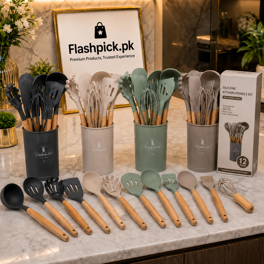 12 pcs Silicone Cooking Utensils Kitchen Set - High Quality Non-Stick Professional Cooking Tools Random Colors