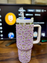 🌟✨ Personalized 40 oz Rhinestone Tumbler with Straw – Handmade Bedazzled Water Bottle 💎🥤