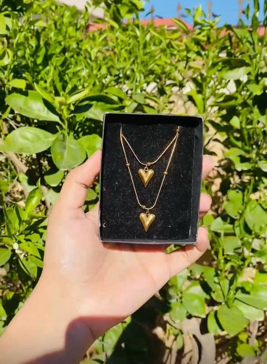 Heart chain necklace with Bracelet Gold-plated