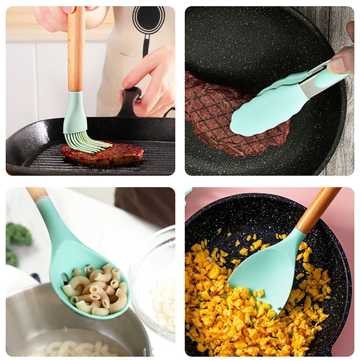 12 pcs Silicone Cooking Utensils Kitchen Set - High Quality Non-Stick Professional Cooking Tools Random Colors