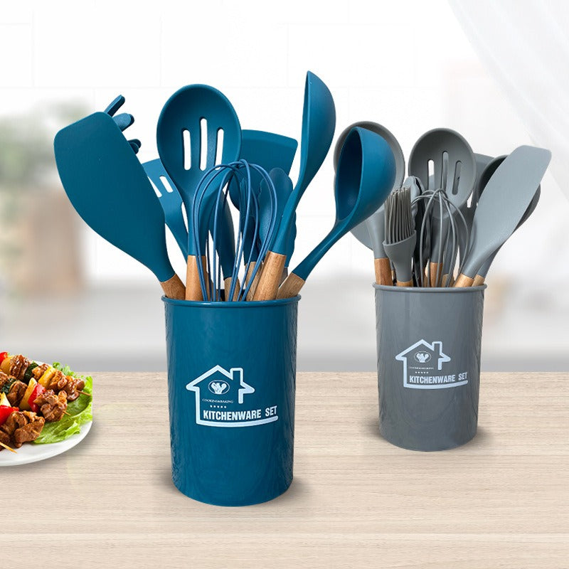12 pcs Silicone Cooking Utensils Kitchen Set - High Quality Non-Stick Professional Cooking Tools Random Colors