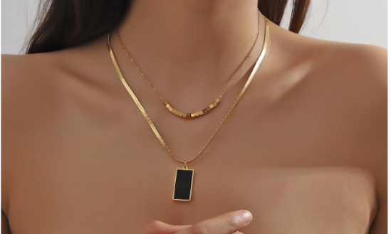 Double Layer Gold Plated Chain with Double Sided Locket